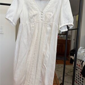 White Lace-Trim Midi Dress